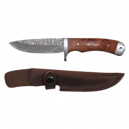 Nůž \"Damašek\" dřevěná střenka + kožené pouzdro